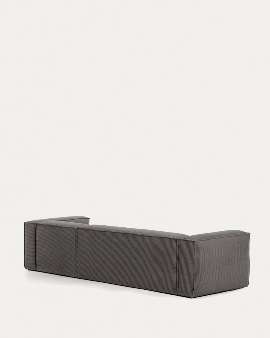 Blok 4-seater sofa with right chaise longue thick grey corduroy 330 cm
