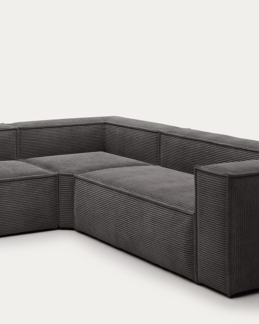Blok 4-seater corner sofa thick grey corduroy 320 x 230 cm / 320 x 230 cm