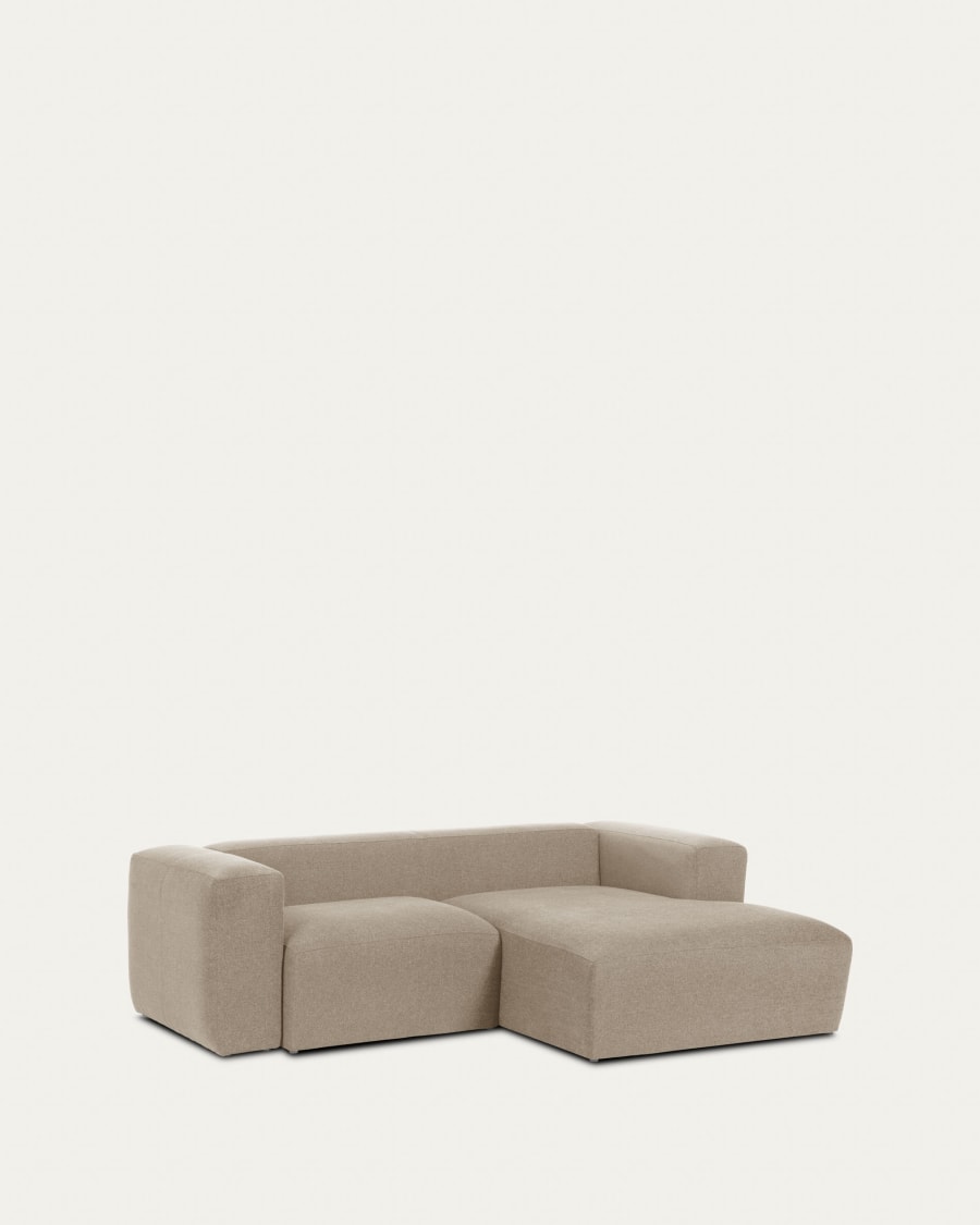 Blok 2-seater sofa with right chaise longue beige chenille 240 cm
