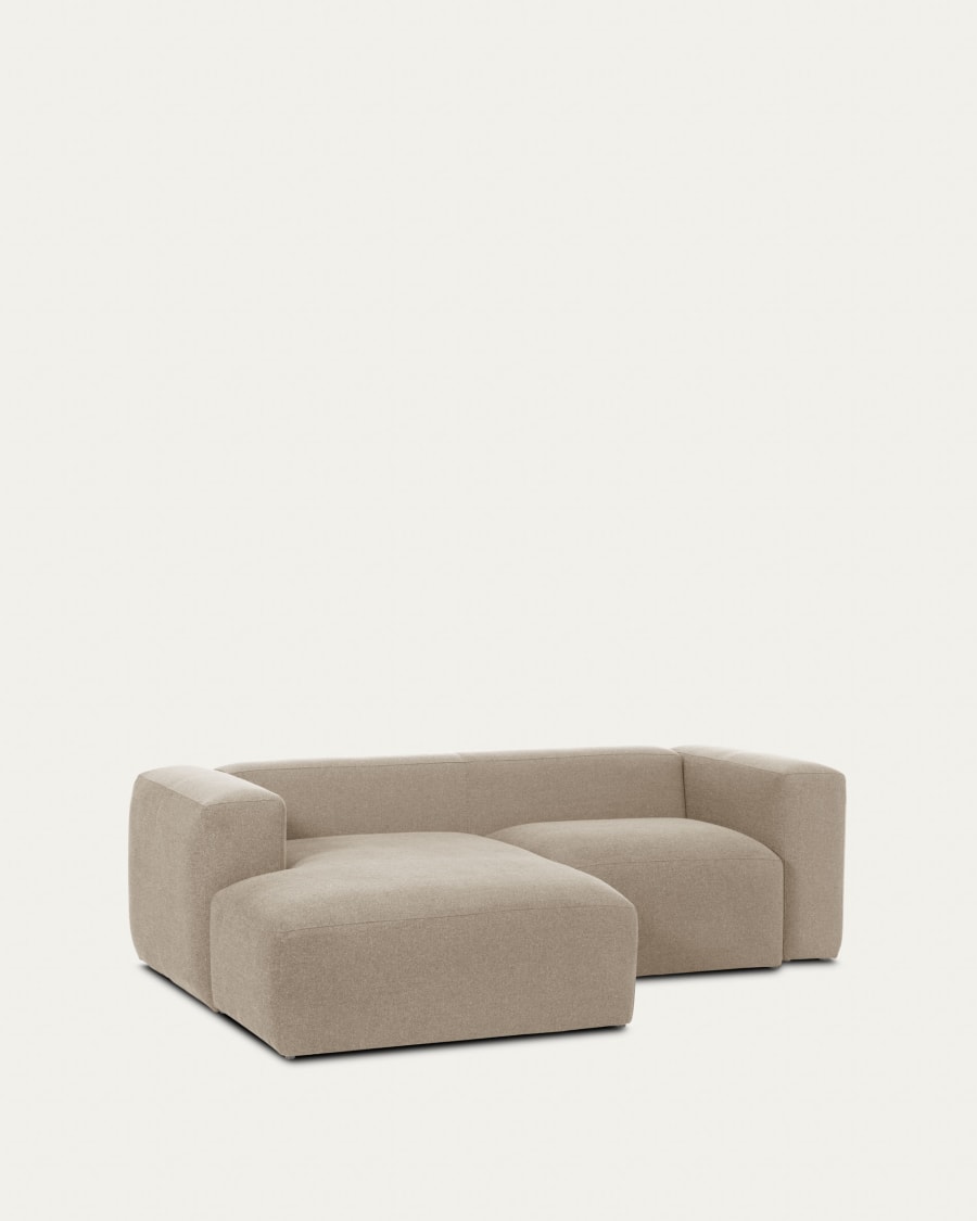 Blok 2-seater sofa with left chaise longue beige chenille 240 cm
