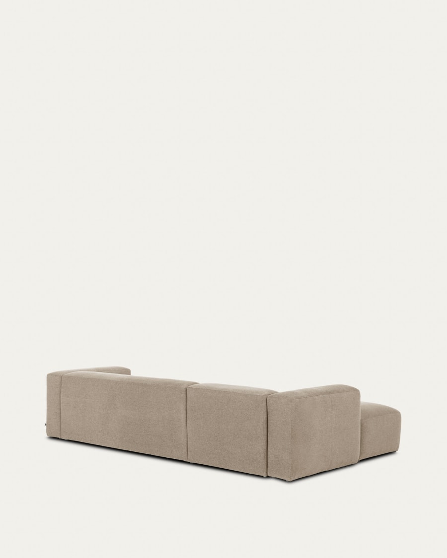 Blok 4-seater sofa with left chaise longue beige chenille 330 cm