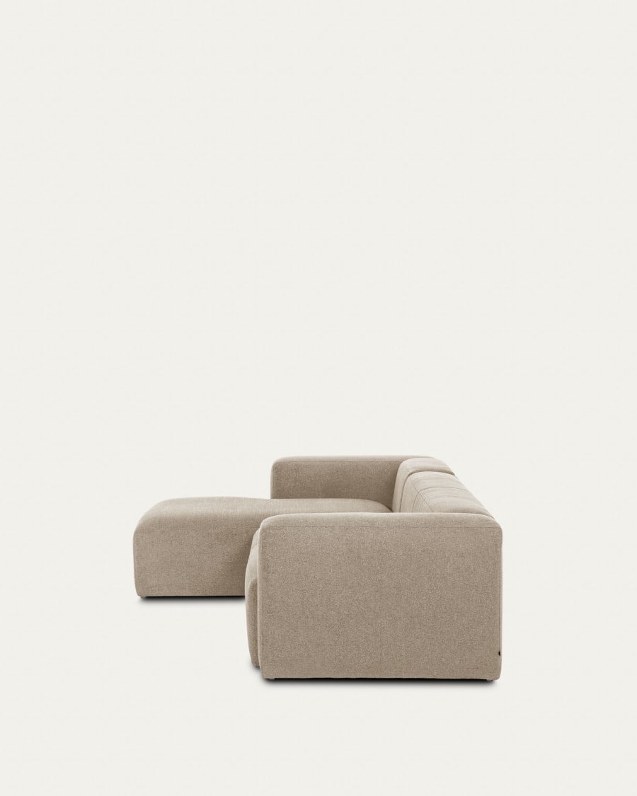 Blok 4-seater sofa with left chaise longue beige chenille 330 cm