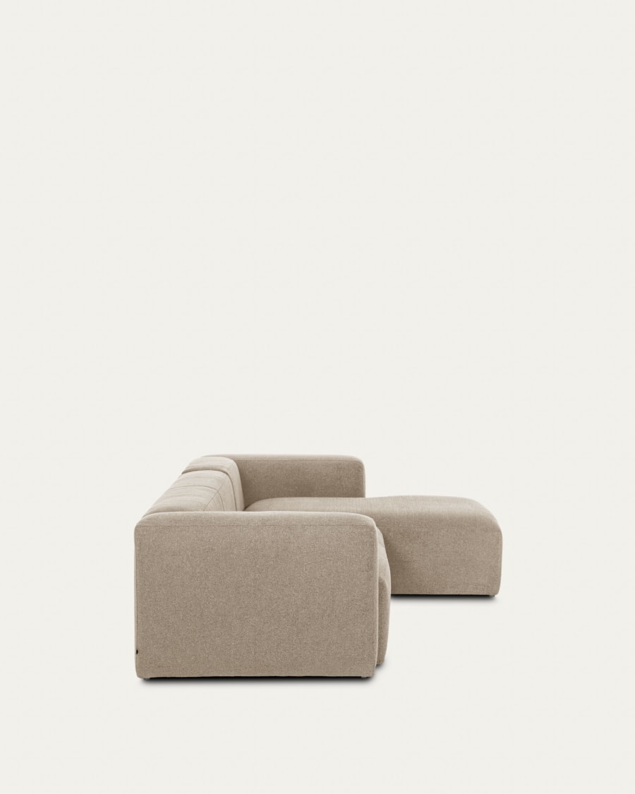 Blok 4-seater sofa with right chaise longue beige chenille 330 cm