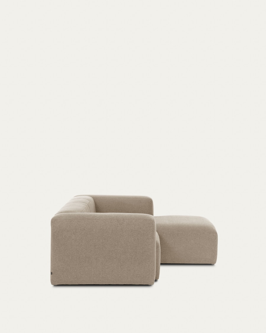 Blok 2-seater sofa with left chaise longue beige chenille 240 cm
