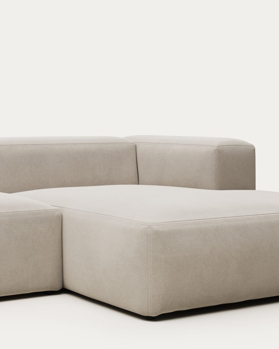 Blok 4-seater sofa with right chaise longue beige chenille 330 cm
