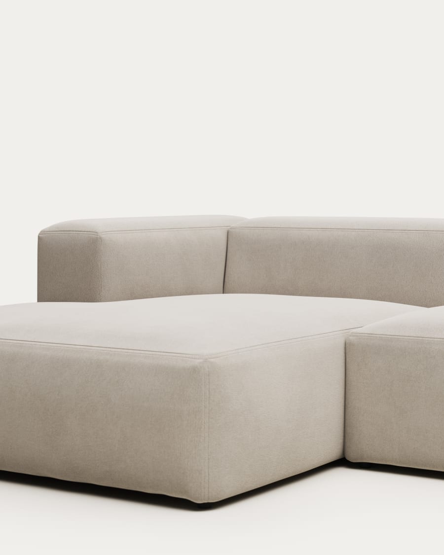 Blok 3-seater sofa with left chaise longue beige chenille 300 cm