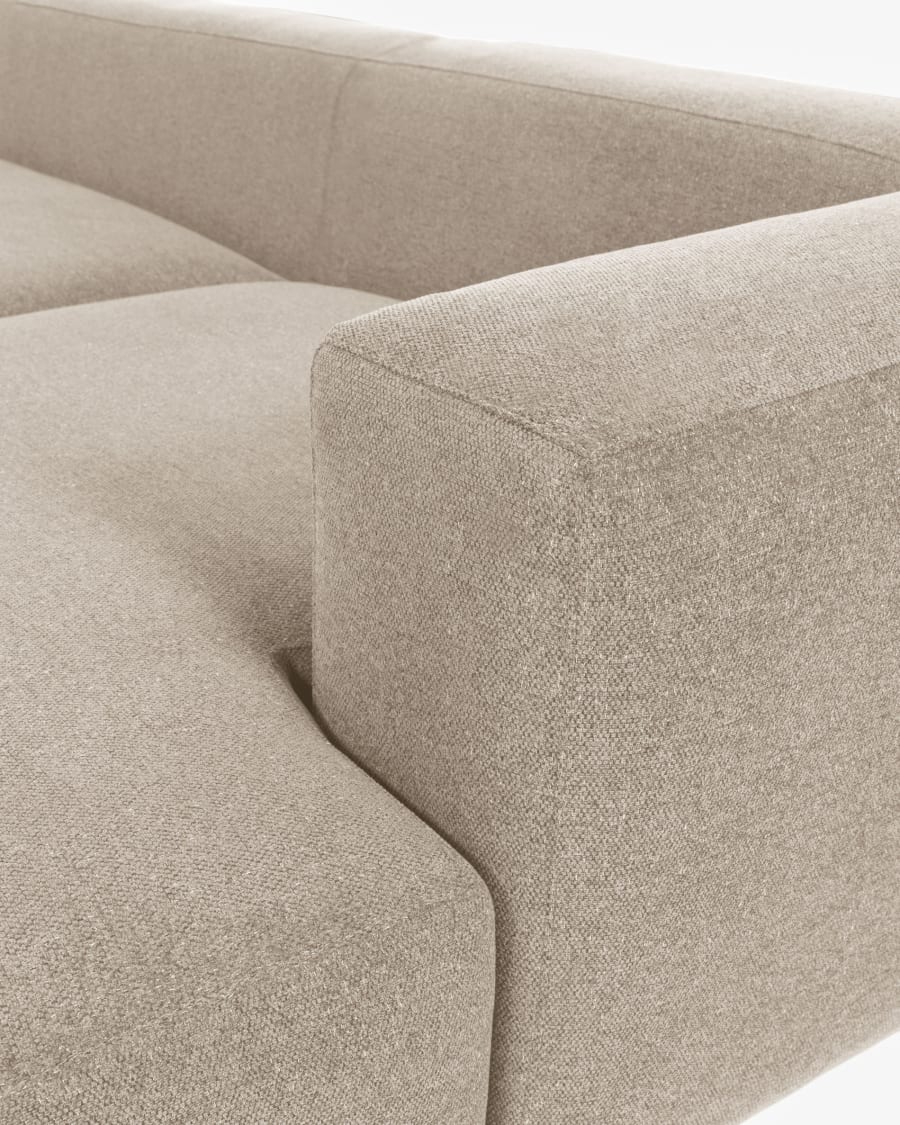 Blok 2-seater sofa with right chaise longue beige chenille 240 cm