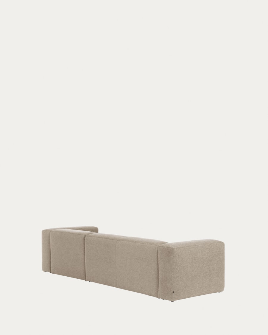 Blok 3-seater sofa with right chaise longue beige chenille 300 cm