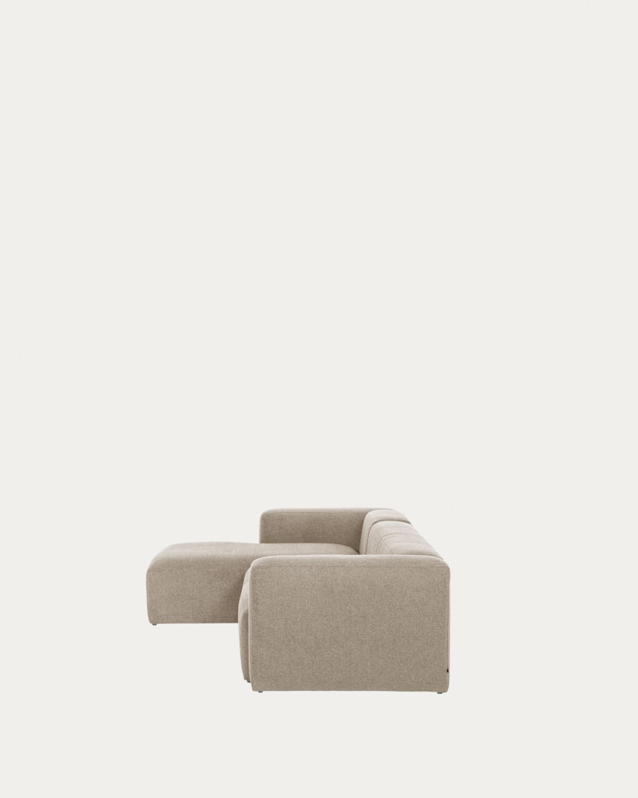 Blok 3-seater sofa with left chaise longue beige chenille 300 cm