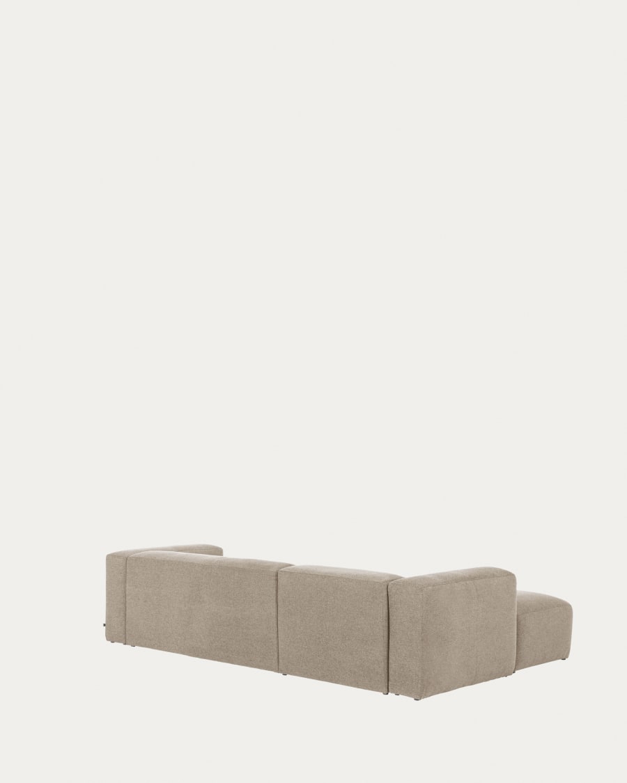 Blok 3-seater sofa with left chaise longue beige chenille 300 cm