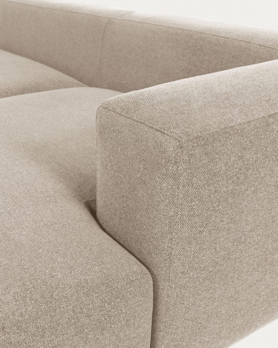 Blok 3-seater sofa with right chaise longue beige chenille 300 cm