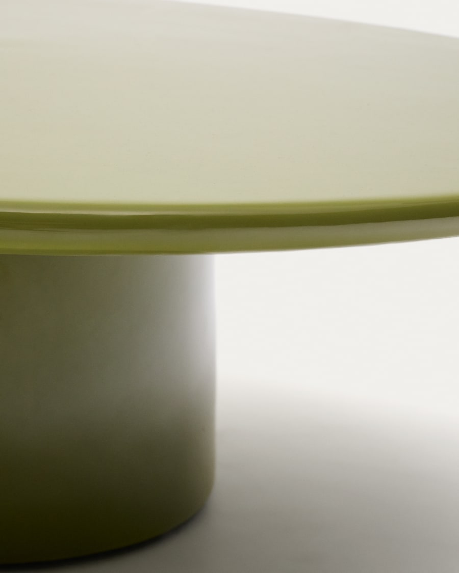 Albanella coffee table in cement with glossy green finish Ø110cm