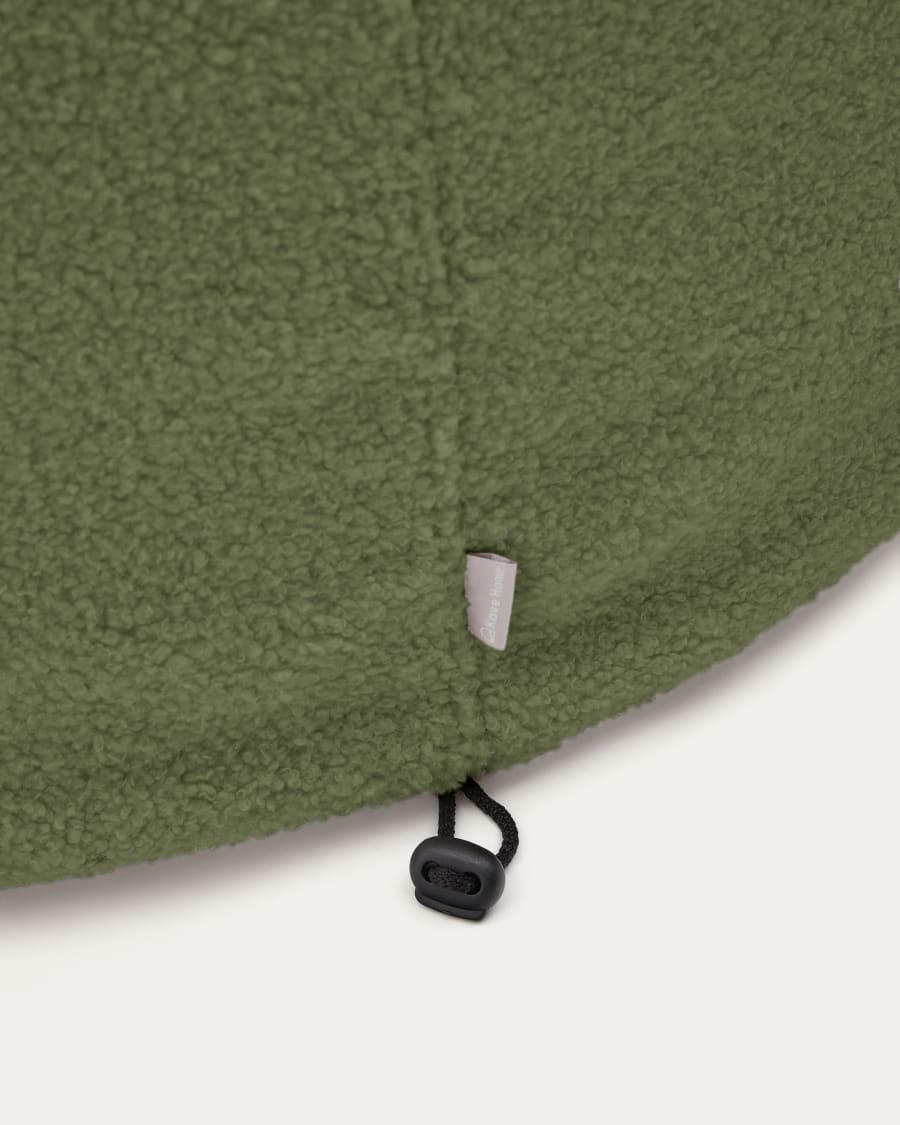 Bezug für Fußhocker Kaeli in grünem Bouclé Ø 120 cm
