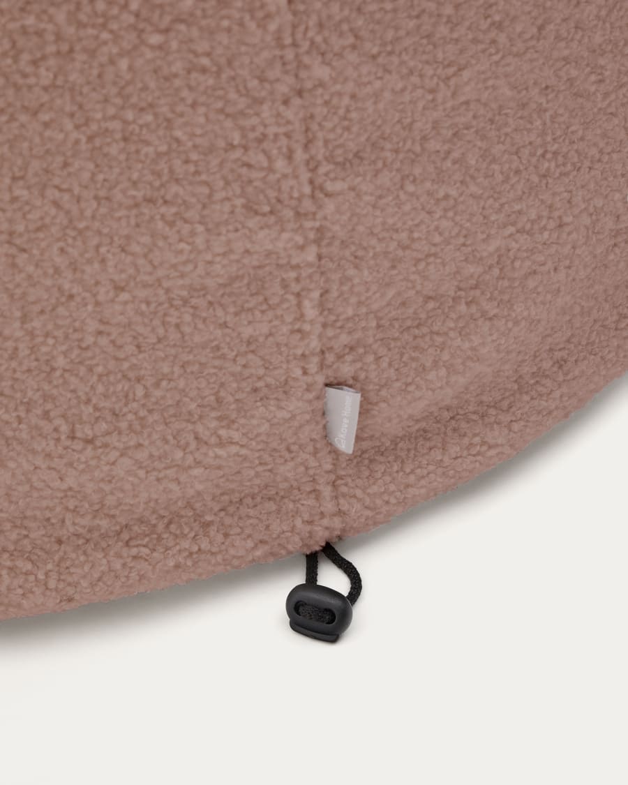 Bezug für Fußhocker Kaeli in rosa Bouclé Ø 43 cm