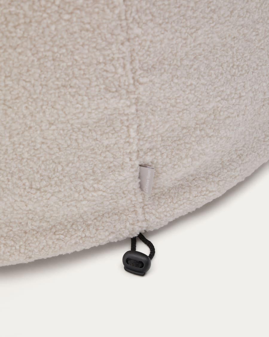 Bezug für Fußhocker Kaeli in Bouclé Farbe Écru Ø 120 cm