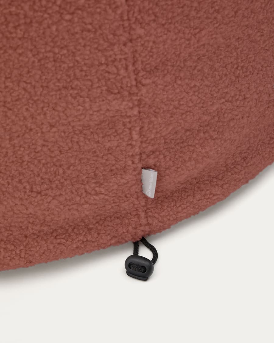 Bezug für Fußhocker Kaeli in terrakottafarbenem Bouclé Ø 43 cm