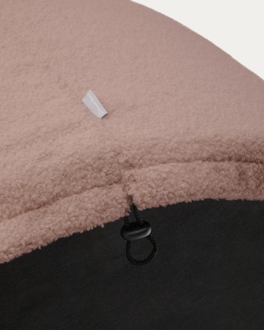 Bezug für Fußhocker Kaeli in rosa Bouclé Ø 43 cm