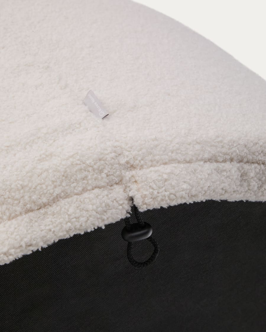 Bezug für Fußhocker Kaeli in Bouclé Farbe Écru Ø 120 cm