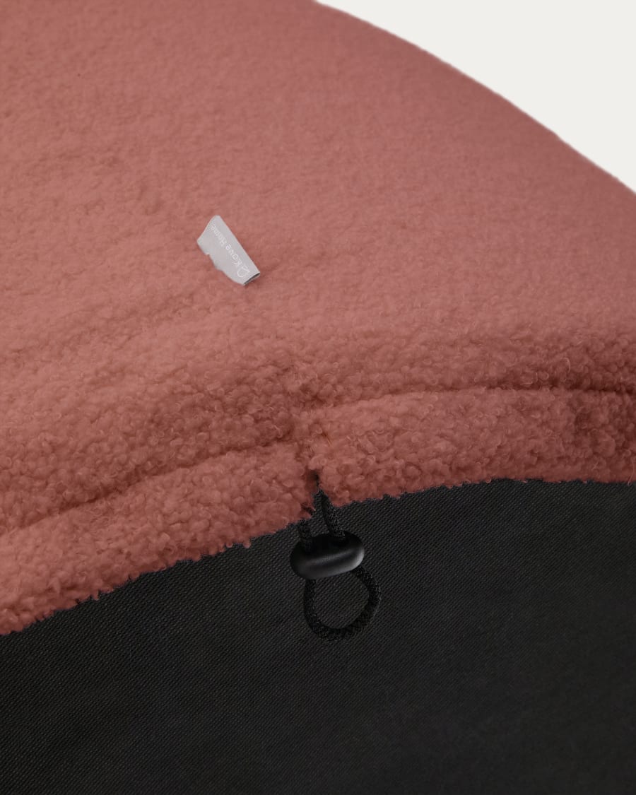 Bezug für Fußhocker Kaeli in terrakottafarbenem Bouclé Ø 43 cm