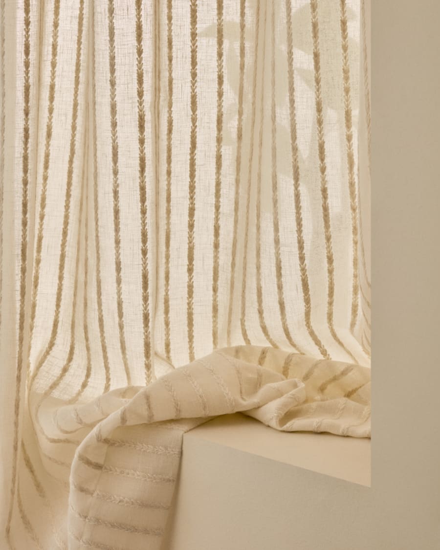 Vorhang Arami Stickereidetail aus geflochtener Jute 140 x 270 cm