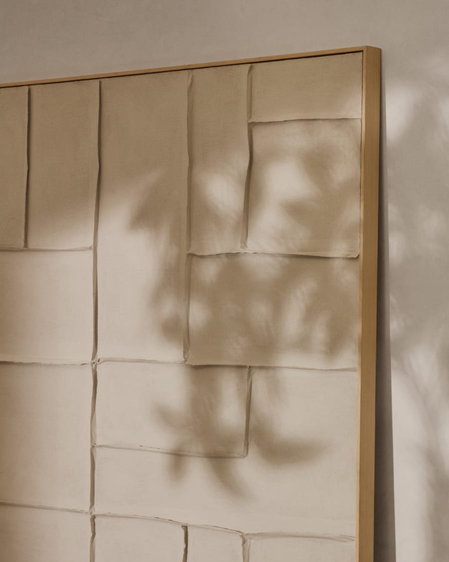 Klis white linen picture with geometric shapes, 120 x 200 cm