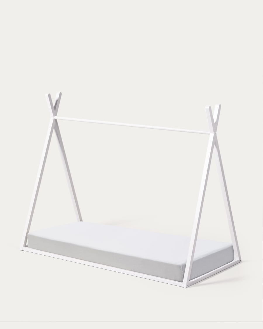 Maralis teepee bed made of solid beech wood with a white finish, for 90 x 190 cm mattresses