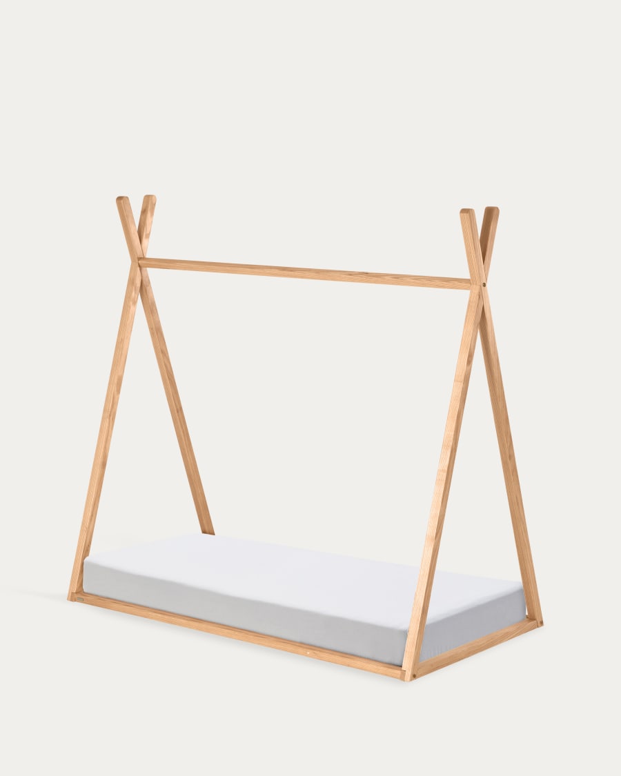 Maralis teepee bed made of solid beech wood with a natural finish, for 70 x 140 cm mattresses