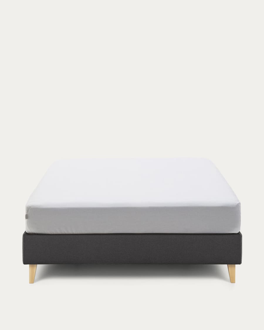 Nikos tall bed base in black with solid beech wood legs for a 180 x 200 cm mattress