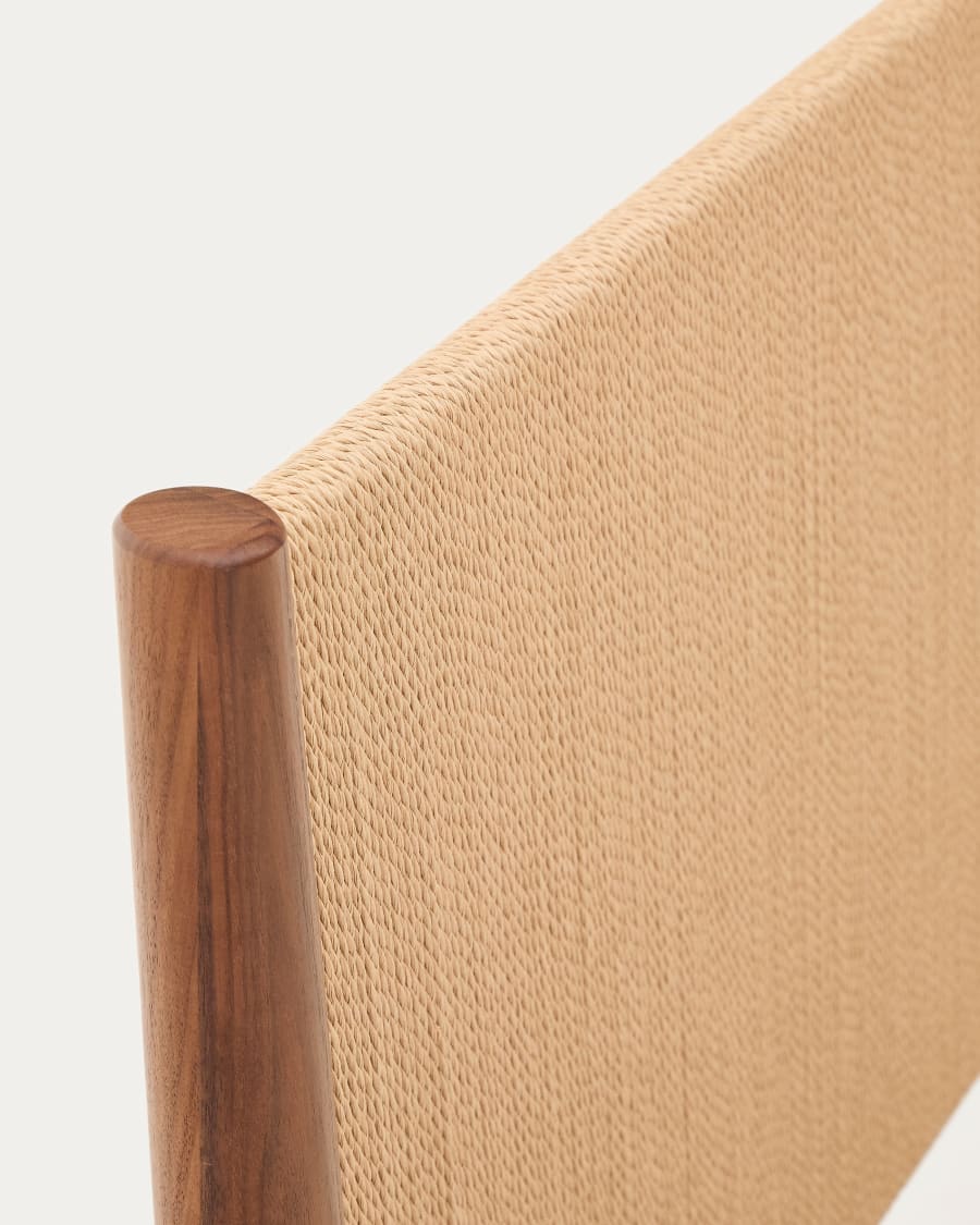 Elan bed in veneer and solid walnut wood with cord mattress 152 x 203 cm FSC Mix Credit
