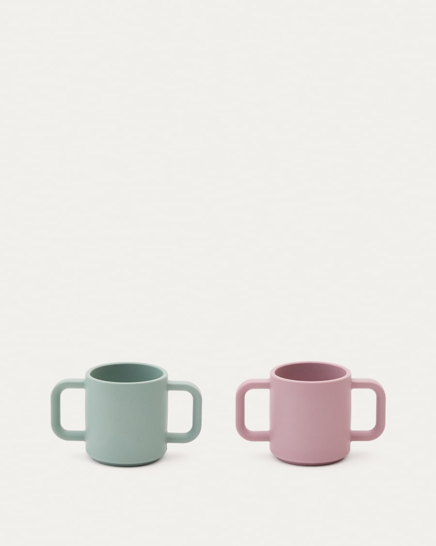 Lili set of two cups in pink and turquoise silicone