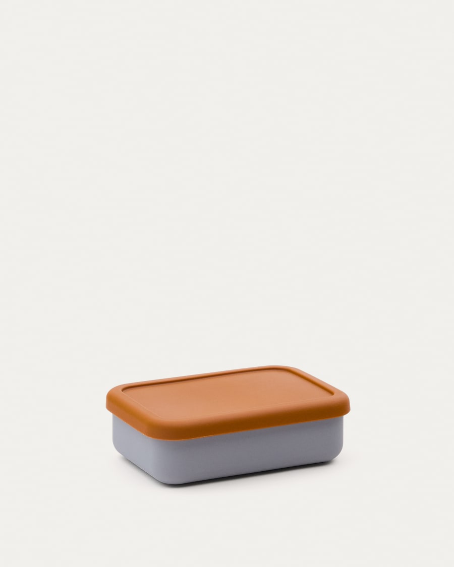Lili lunch box in orange and blue silicone