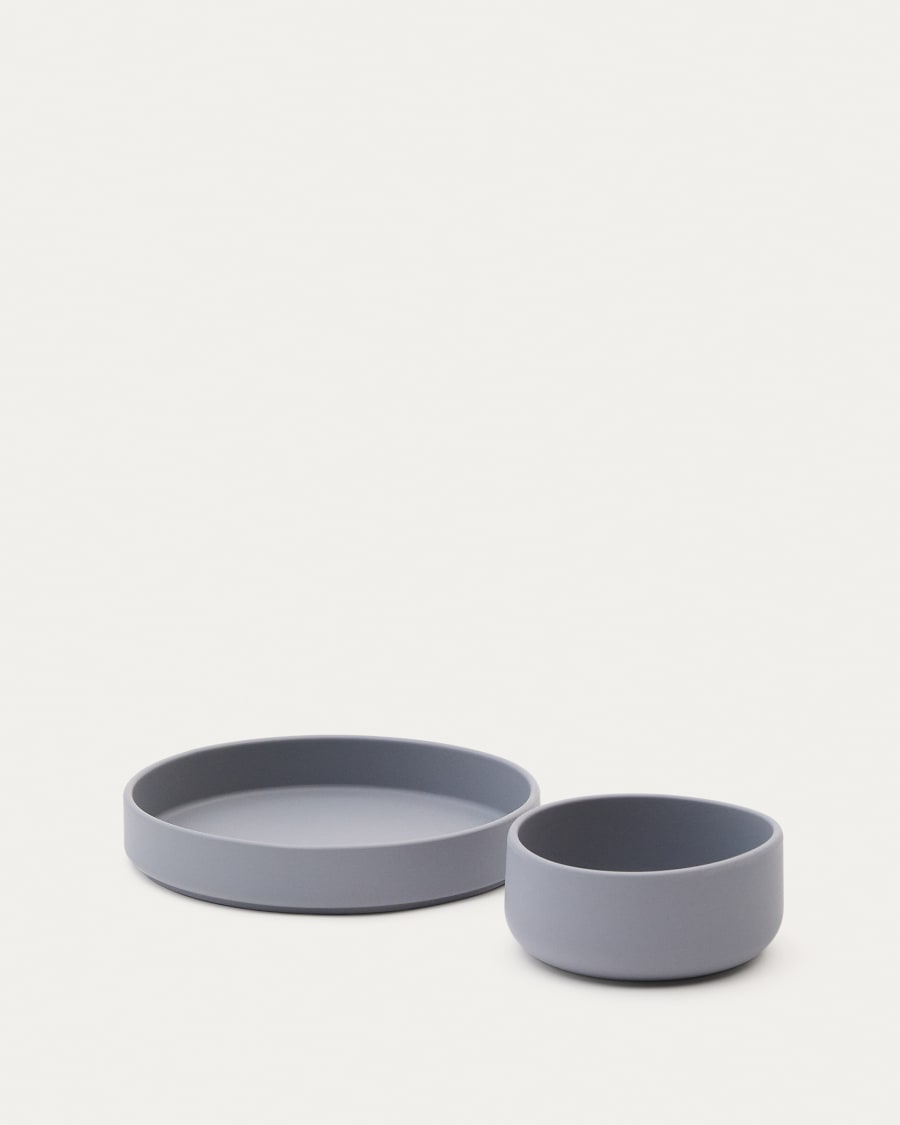 Set Lili aus Teller und Schüssel aus Silikon blau