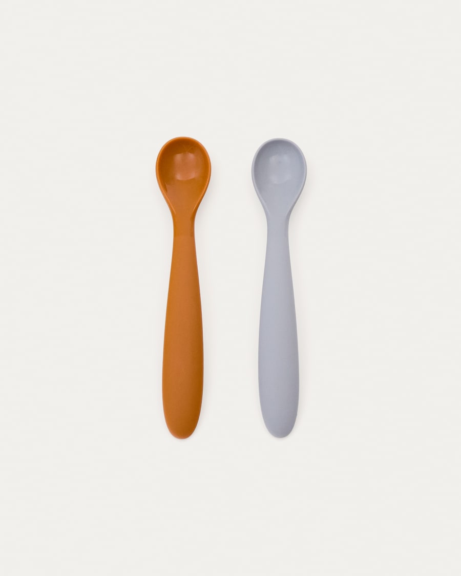 Lili set of two spoons in orange and blue silicone