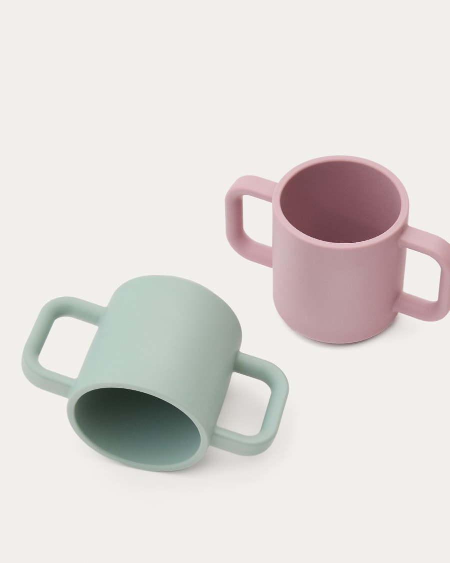 Lili set of two cups in pink and turquoise silicone