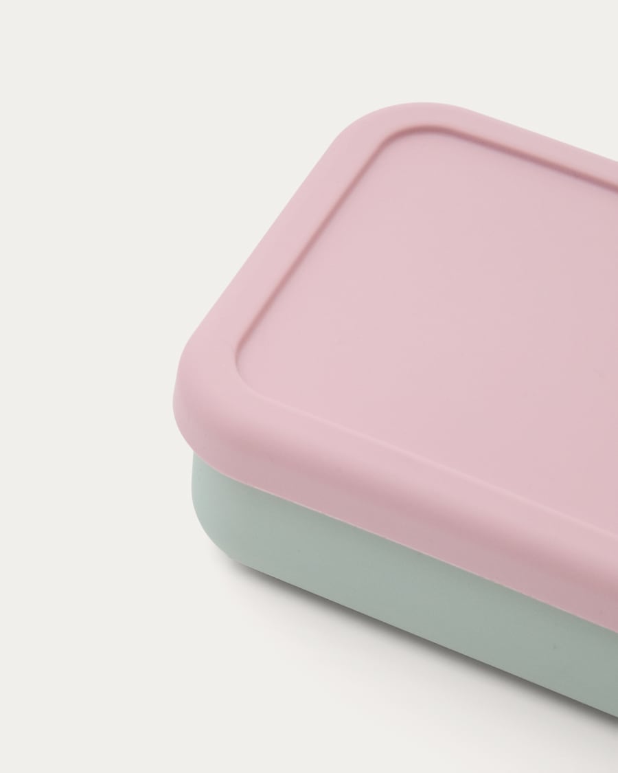 Lili lunch box in pink and turquoise silicone