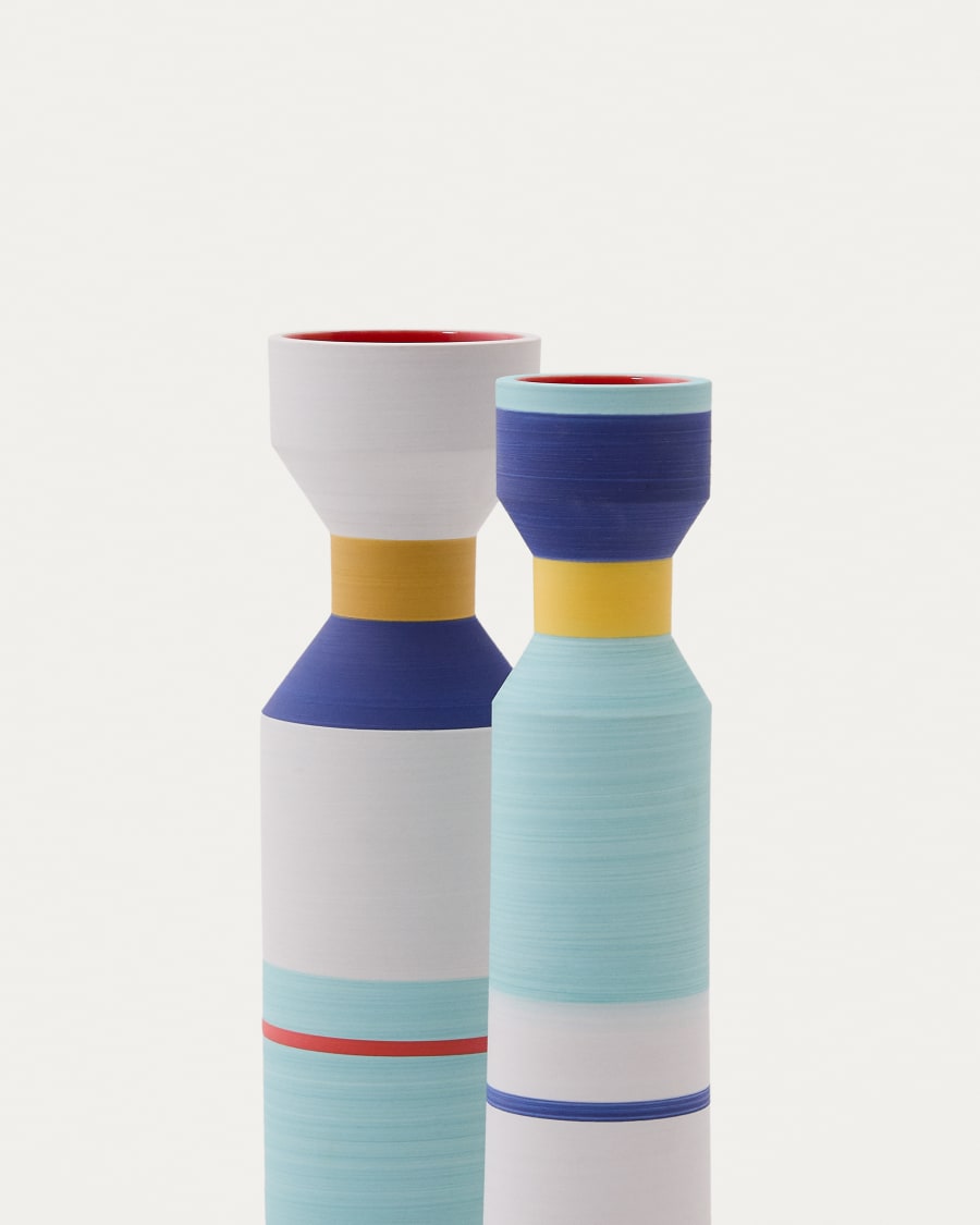 Set of 2 Elumi multicoloured ceramic vases 24 cm