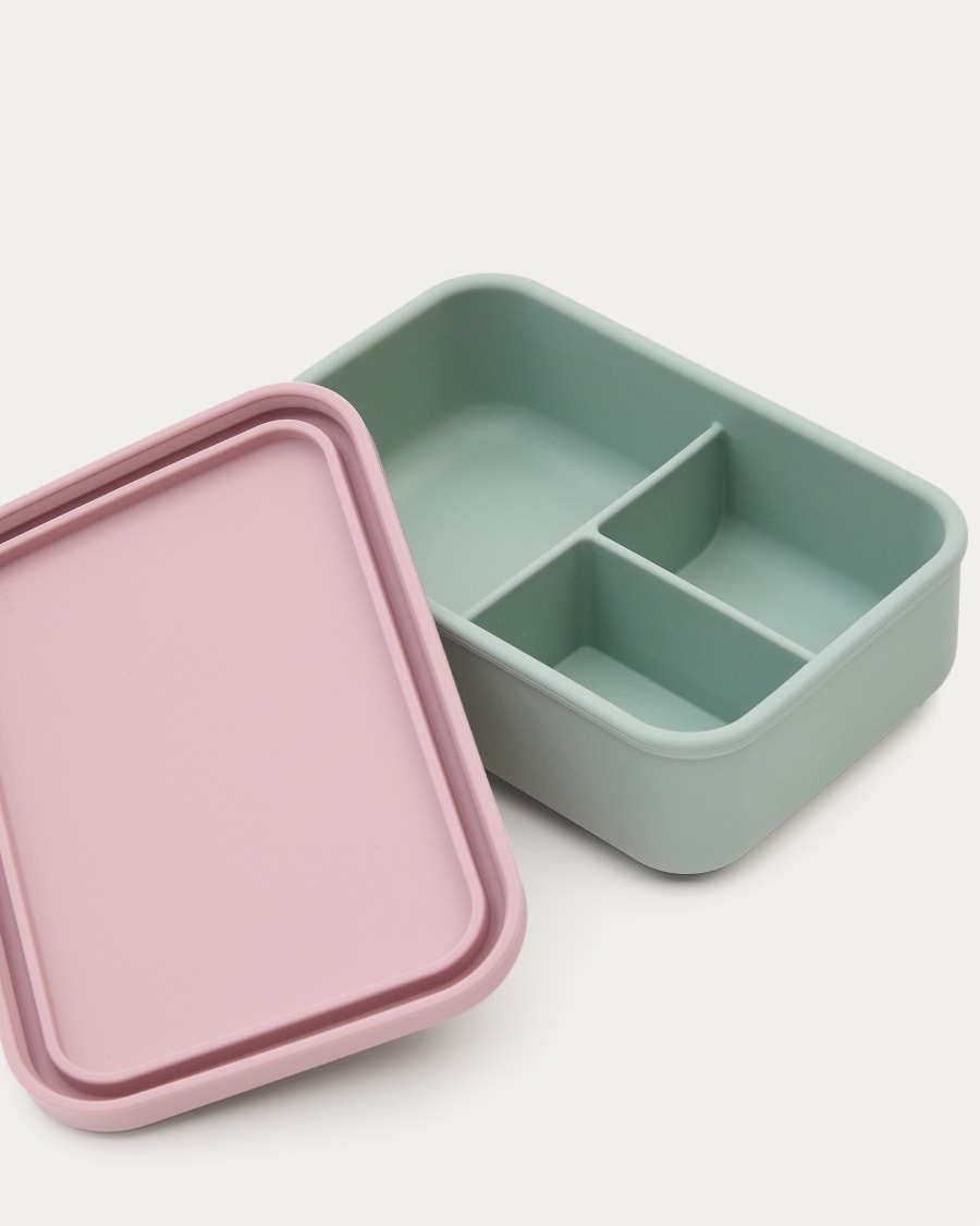 Lili lunch box in pink and turquoise silicone