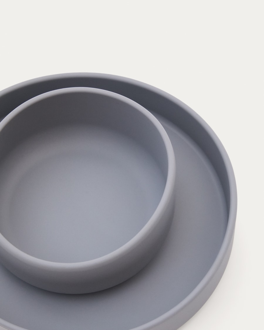 Set Lili aus Teller und Schüssel aus Silikon blau