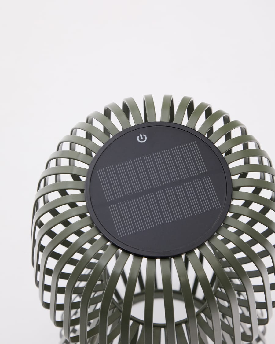 Reiba green metal solar table lamp