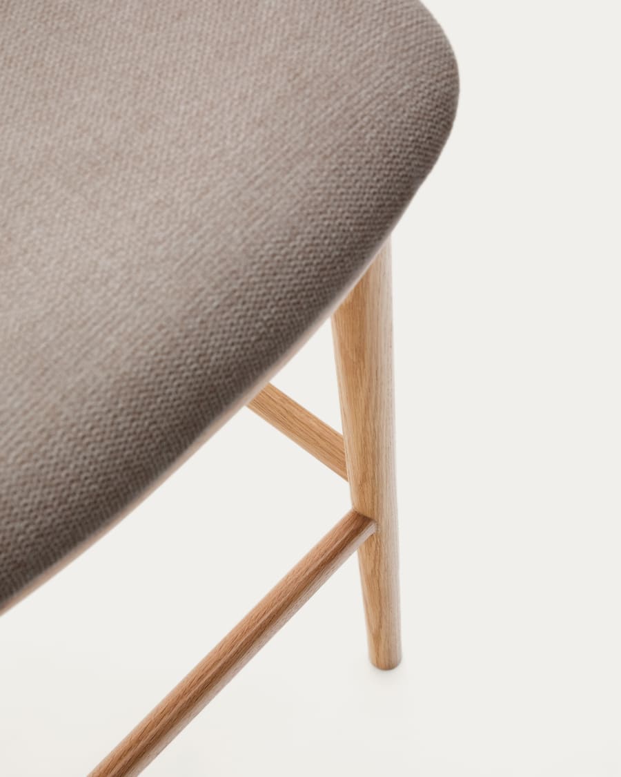 Ciselia stool brown chenille solid ash wood natural tone finish FSC Mix Credit 65 cm