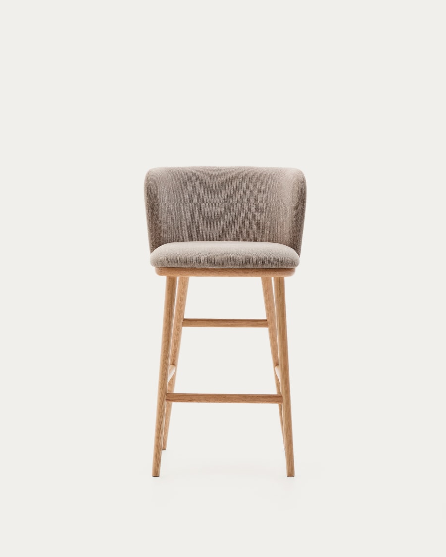 Ciselia stool brown chenille solid ash wood natural tone finish FSC Mix Credit 65 cm