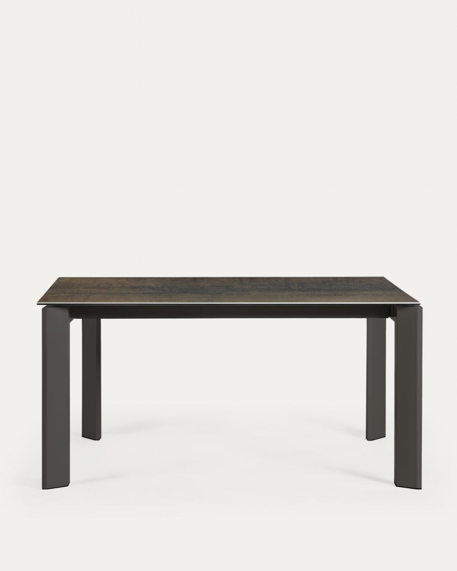 Axis Ausziehtisch Feinsteinzeug mit Iron Moss Finish Beine in Dunkelgrau 160 (220) cm