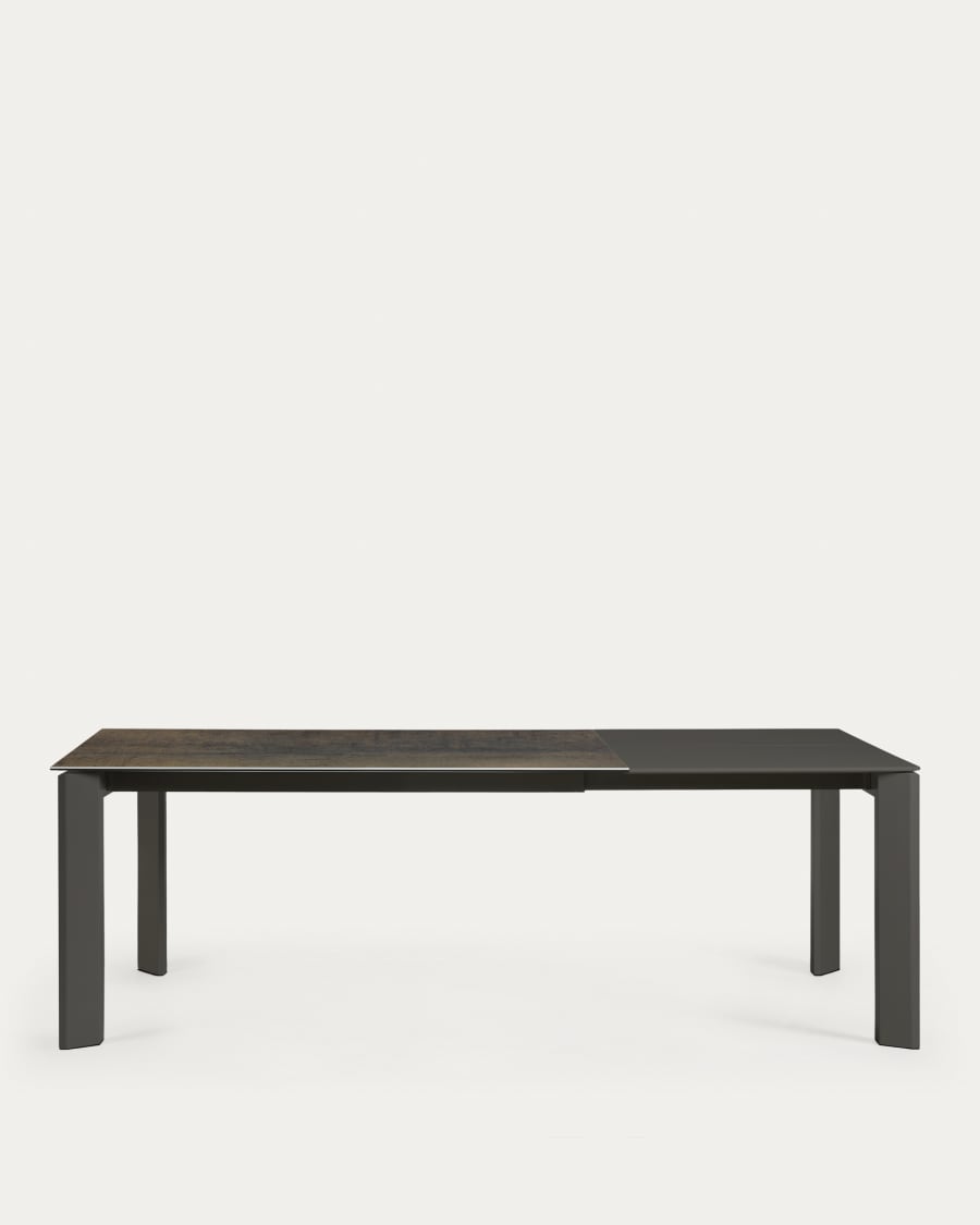 Axis extendable porcelain table with Iron Moss finish and black steel legs  160 (220) cm | Kave Home Netherlands