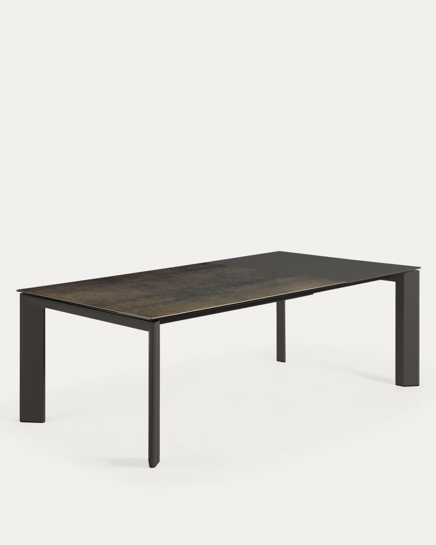 Axis Ausziehtisch Feinsteinzeug mit Iron Moss Finish Beine in Dunkelgrau 160 (220) cm