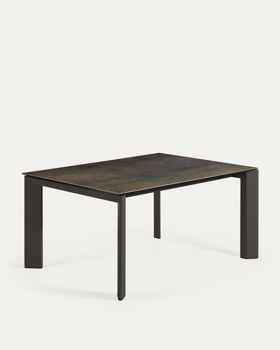 Axis Ausziehtisch Feinsteinzeug mit Iron Moss Finish Beine in Dunkelgrau 160 (220) cm