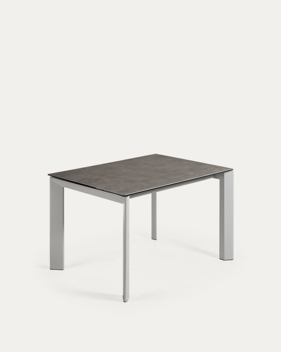 Axis Ausziehtisch Feinsteinzeug Vulcano Ceniza Finish Stahlbeine grau 120 (180) cm