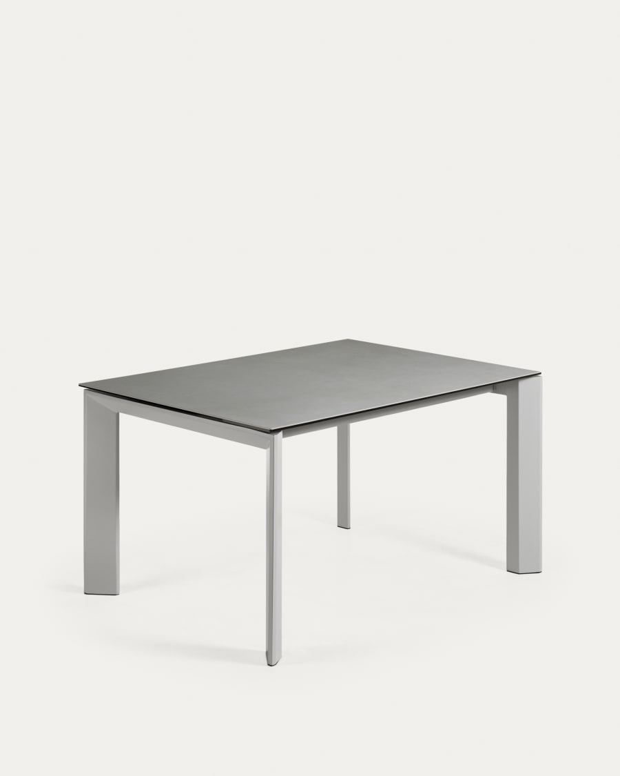 Axis Ausziehtisch Feinsteinzeug mit Hydra Plomo Finish Stahlbeine in Grau 140 (200) cm