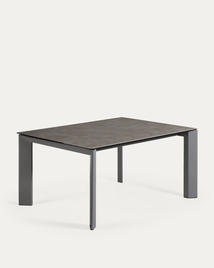 Axis Feinsteinzeug Vulcano Ceniza Finish Stahlbeine anthrazit 160 (220) cm