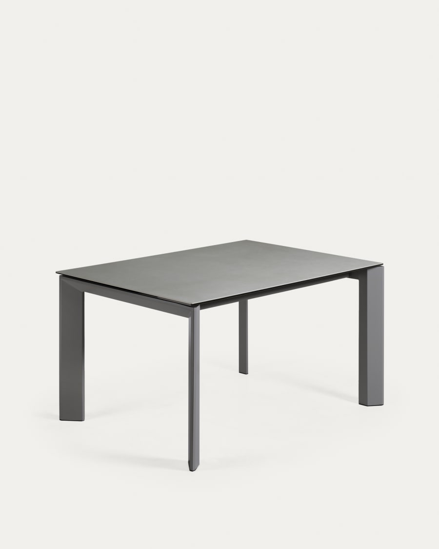 Axis Ausziehtisch Feinsteinzeug mit Hydra Plomo Finish Stahlbeine Anthrazit 140 (200) cm