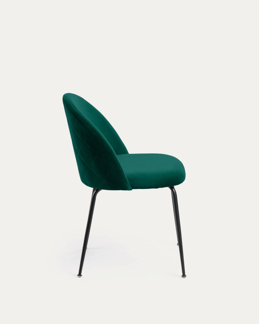 Ivonne chair velvet dark green and black metal